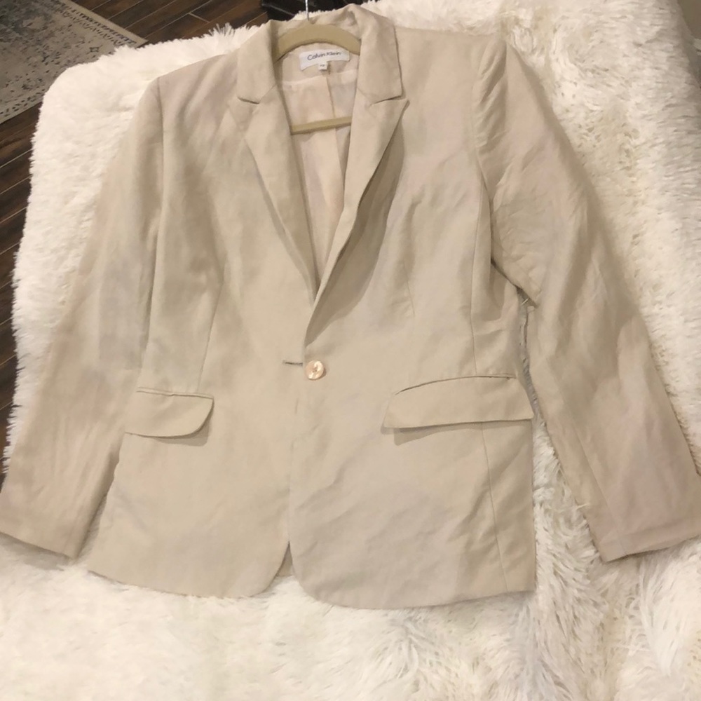 Calvin Klein Linen Cream Blazer